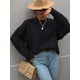 thumbnail image 1 of Suéter de color sólido de otoño e invierno para mujer, manga larga, aguja gruesa, cuello redondo, parte superior de cuerda torcida, suéter europeo y americano para mujer, 1 of 2