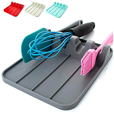 

Uhmer Silicone Spoon Rest for Kitchen -8x6 inch Large Spoon Rest for Kitchen Counter Heat Resistant Utensil Rest Kitchen Spoon Holder for Stove Top (Dark Grey)