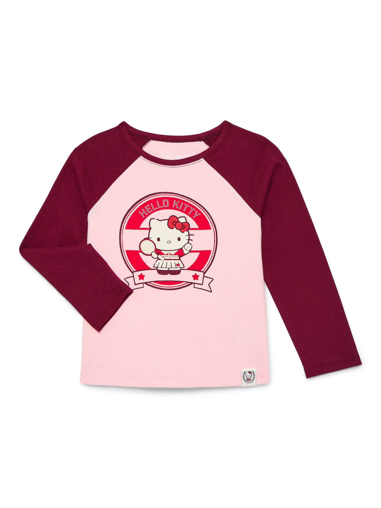 Wonder Nation Hello Kitty Girls Cotton Graphic Tee with Long Sleeves, Sizes 4-18