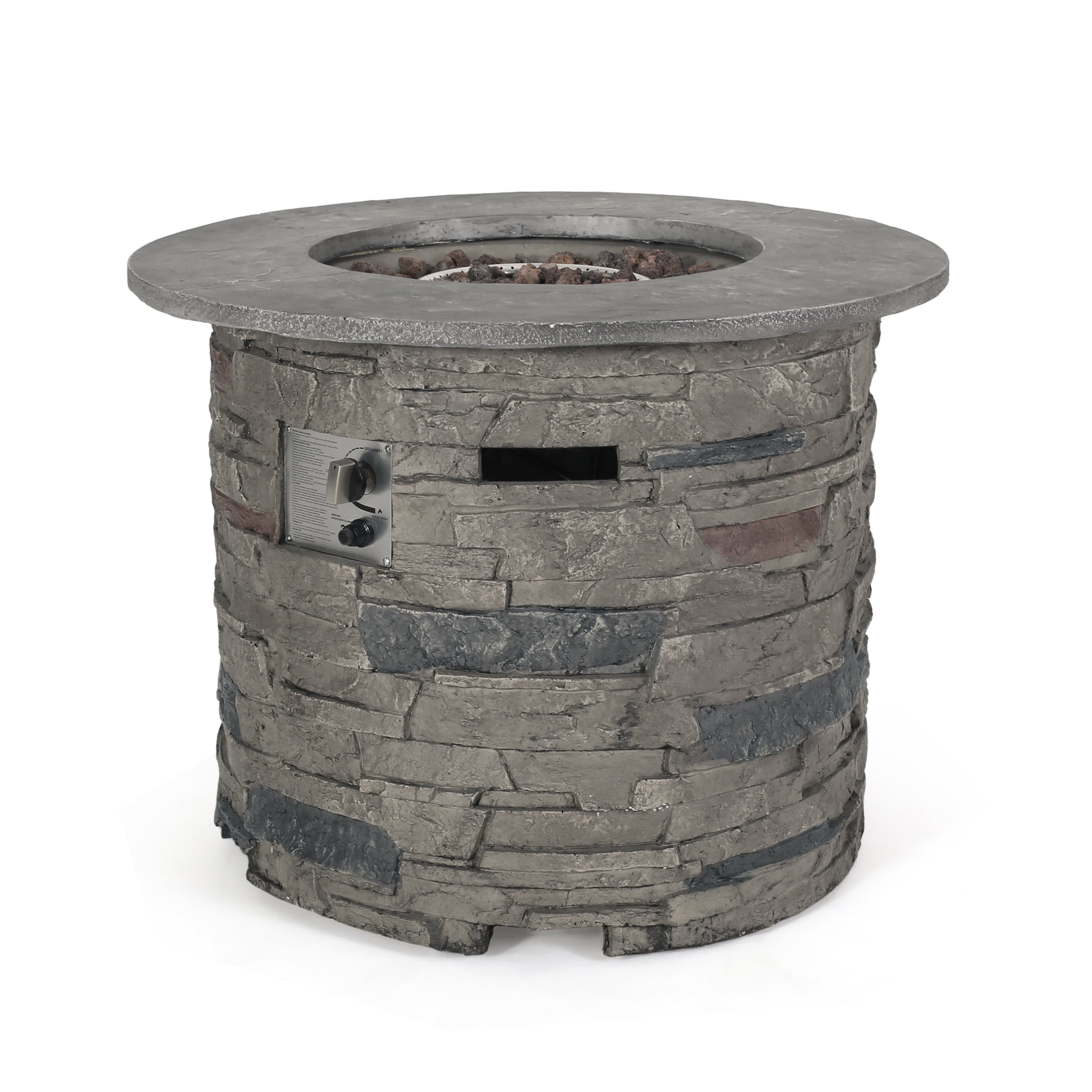 Harper & Bright Designs Patio MGO Propane Fire Pit, Outdoor Round Concrete Gas-burning Fire Pit with 40000 BTU for Garden Backyard, 32 inch, Stone Gray