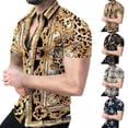 thumbnail image 4 of Mens Casual Printed Baroque Short Sleeve Muscle Button Down Shirt Party Dress, 4 of 9