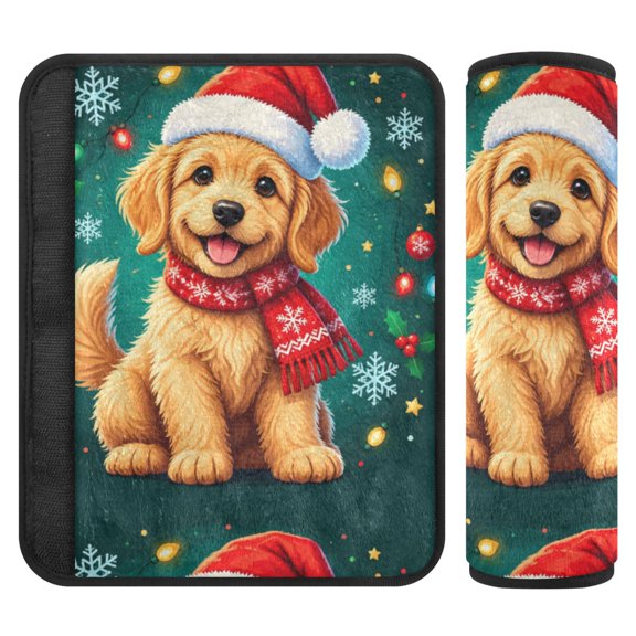 Seat Belt Cover 2 Pack Soft Xmas Doodle Printed Seatbelt Cover Car Seat Strap Shoulder for All Cars
