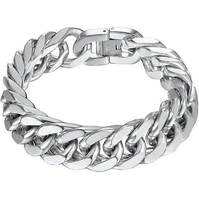 Pulsera de acero inoxidable para hombre, chapada en oro de 18 quilates, con cadena de eslabones negros. Heilwiy Men