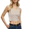 thumbnail image 3 of Crop Tank Tops for Women Lightweight Casual Cotton Linen V Neck Sleeveless Shirt Going out Tops Summer Outfits, 3 of 8