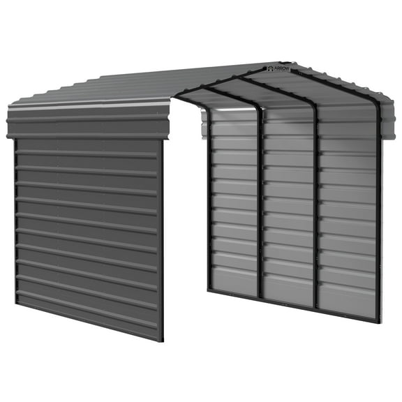 Arrow 10 x 15 x 9 ft Charcoal Steel Carport With 2 Side Wall Kit
