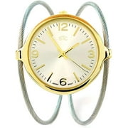 STC Two-Tone Elegant Dual Cable Band Bracelet Women's Bangle Cuff Wrist Watch