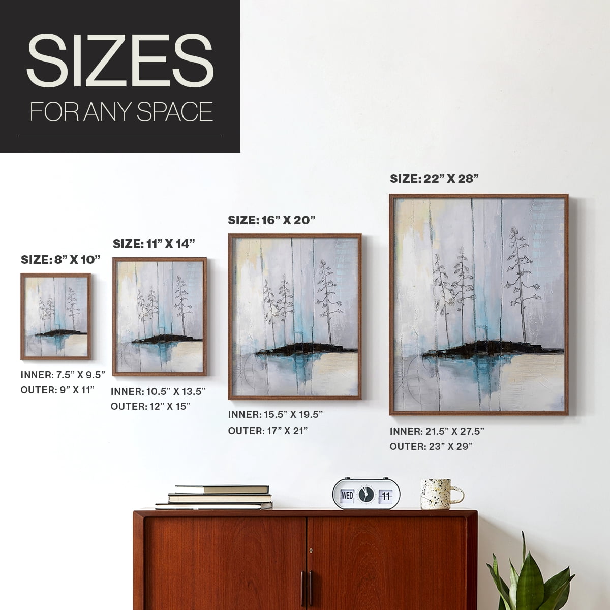 In the Company of Three in Brown Solid Wood 8 x 10 Framed Print