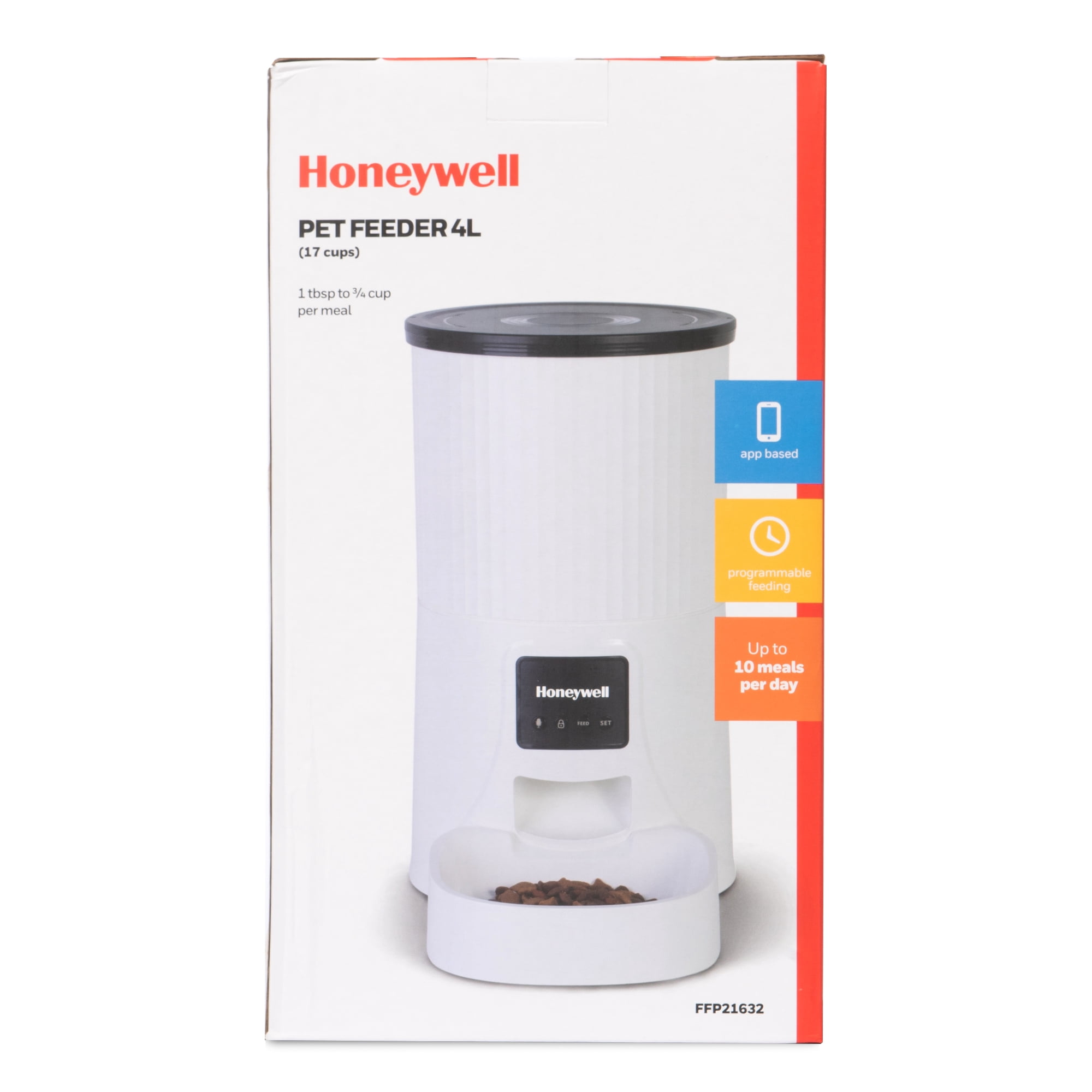 Honeywell Automatic Dog Cat Pet Feeder 4L Remote with Portion Control Program up to 10 Meals a Day or Manually from Your Phone