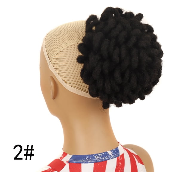 XmhyTop Dreadlocks Bun Puff Drawstring Ponytail Hair Extensions for Women, Nu Locs Braided Chignon Synthetic Clip In Hairpiece for Daily & Party Hairstyles, S 2#