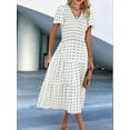 thumbnail image 5 of Women'S Casual Short Sleeve V Neck Maxi Hem Bohemian Resort Dress Beige L, 5 of 9