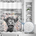 thumbnail image 2 of No Hook Shower Curtain, Black Cow Floral Shower Curtains for Bathroom with See Through Top Window, Grey Ombre Farmhouse Animals Waterproof & Washable Bath Curtain Stall 48"x72", 2 of 9