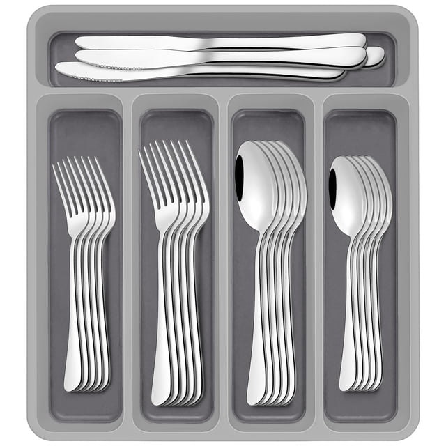 Juego de cubiertos AIVIKI de acero inoxidable de 60 piezas para 12 con organizador