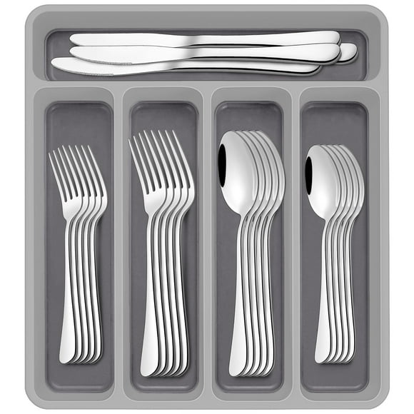 Juego de cubiertos AIVIKI de acero inoxidable de 60 piezas para 12 con organizador