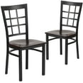 thumbnail image 2 of BizChair 2 Pack Black Window Back Metal Restaurant Chair - Walnut Wood Seat, 2 of 8