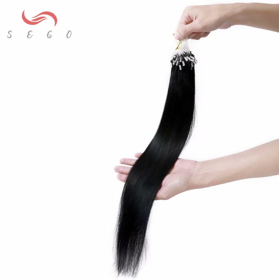 SEGO Micro Loop Real Thick Human Hair Extensions 50 Strands Invisible Micro Ring Beads Remy Thick Hair