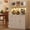 White, variant on EastVita Kitchen Pantry Cabinet with Storage Buffet Cabinet with Countertop for Microwave Stand Tall Sideboard Storage Hutch Cabinets with LED 3 Drawers and Adjustable Shelves for Dining Room Grey