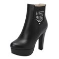 thumbnail image 6 of Mostsola Boots for Women Block High Heel Ankle Boots Trendy Rhinesstone Dress Fall Booties, 6 of 8