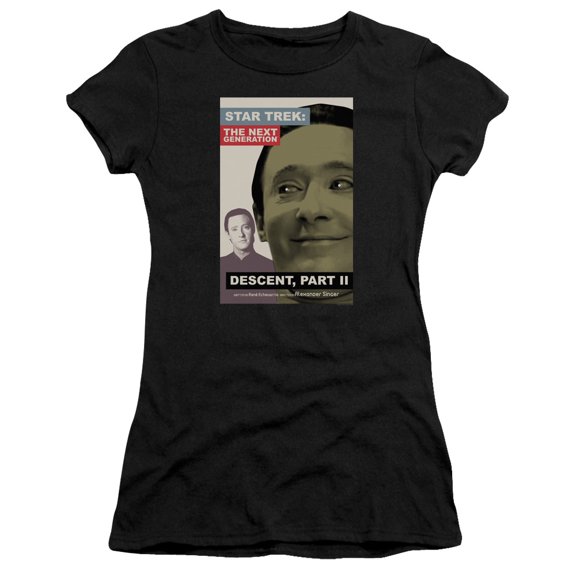 Star Trek Tng Season 7 Episode 1 Junior Women's Sheer T-Shirt Black