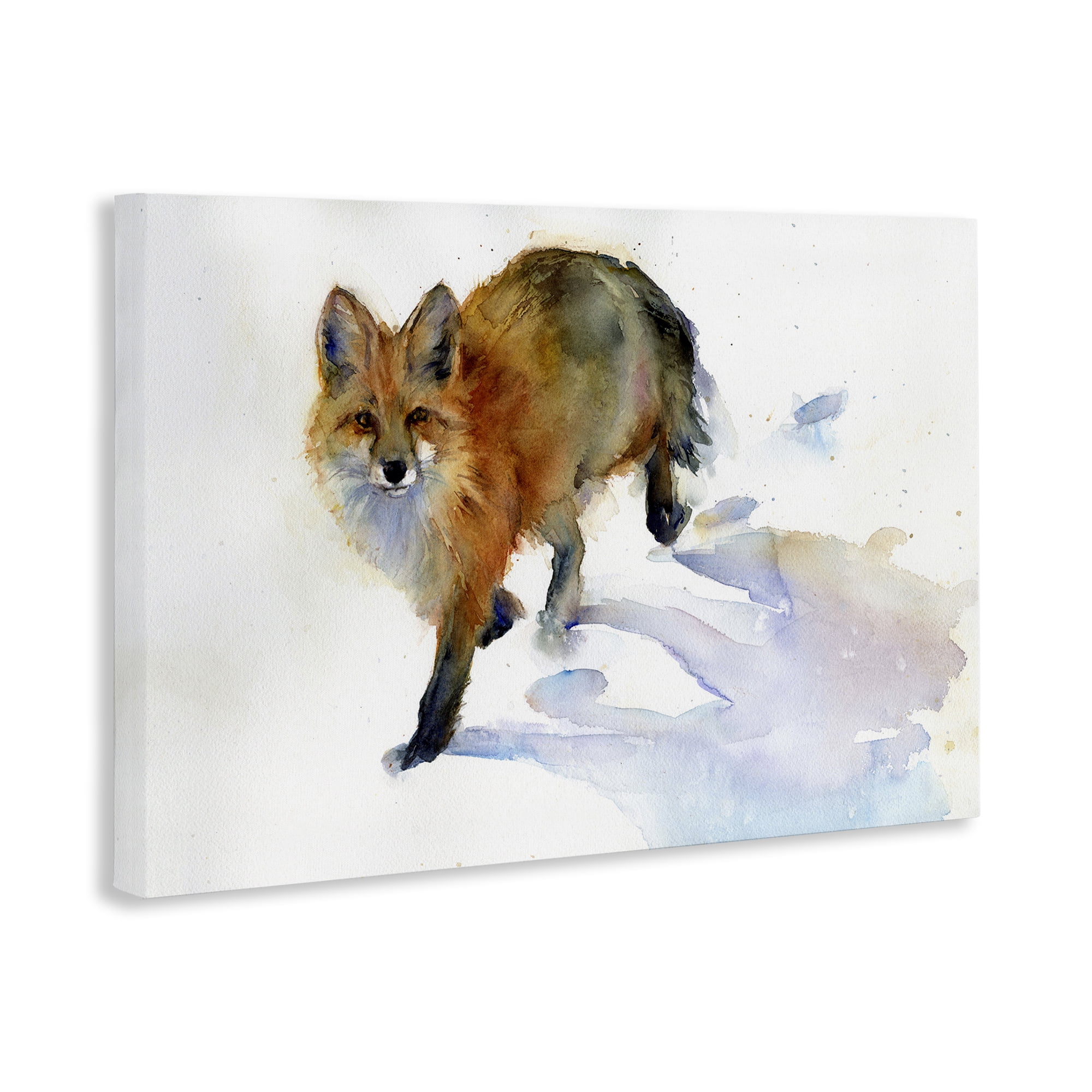 Stupell Industries Stepping Fox in Snow Animals & Insects Painting Gallery Wrapped Canvas Art Print Wall Art, 24 x 16