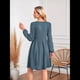 thumbnail image 4 of Vestido de Mujer con Mangas Largas Tipo Farol, Cuello Redondo, Falda Evasé, Moda de Otoño Azul Mar S, 4 of 7