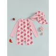 thumbnail image 6 of BemeyourBBs Toddler Baby One Piece Swimsuit with Sunhat Set Infant Girl Bathing Suit Long Sleeve Rash Guard Floral Bow Strawberry Print Half Zipper Swimwear Summer Beachwear, 6 of 9