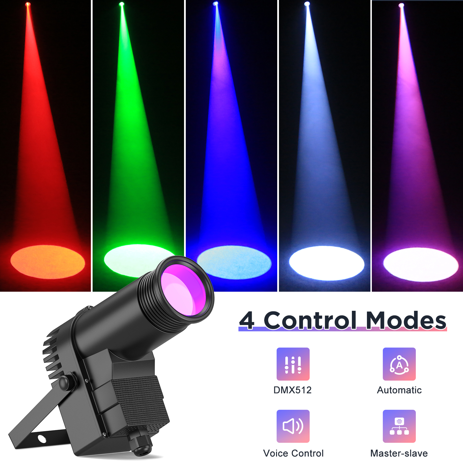 30W RGBW LED Beam Spotlight DMX Lighting Stage Light Party Wedding Pinspot 6 Pcs