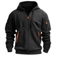 thumbnail image 6 of Qwertyu Big and Tall Hoodies for Men Full Zip up Tactical Hoodie Pullover Fall Winter Fashion Hooded Sweatshirt Multi Pockets Black XL, 6 of 9