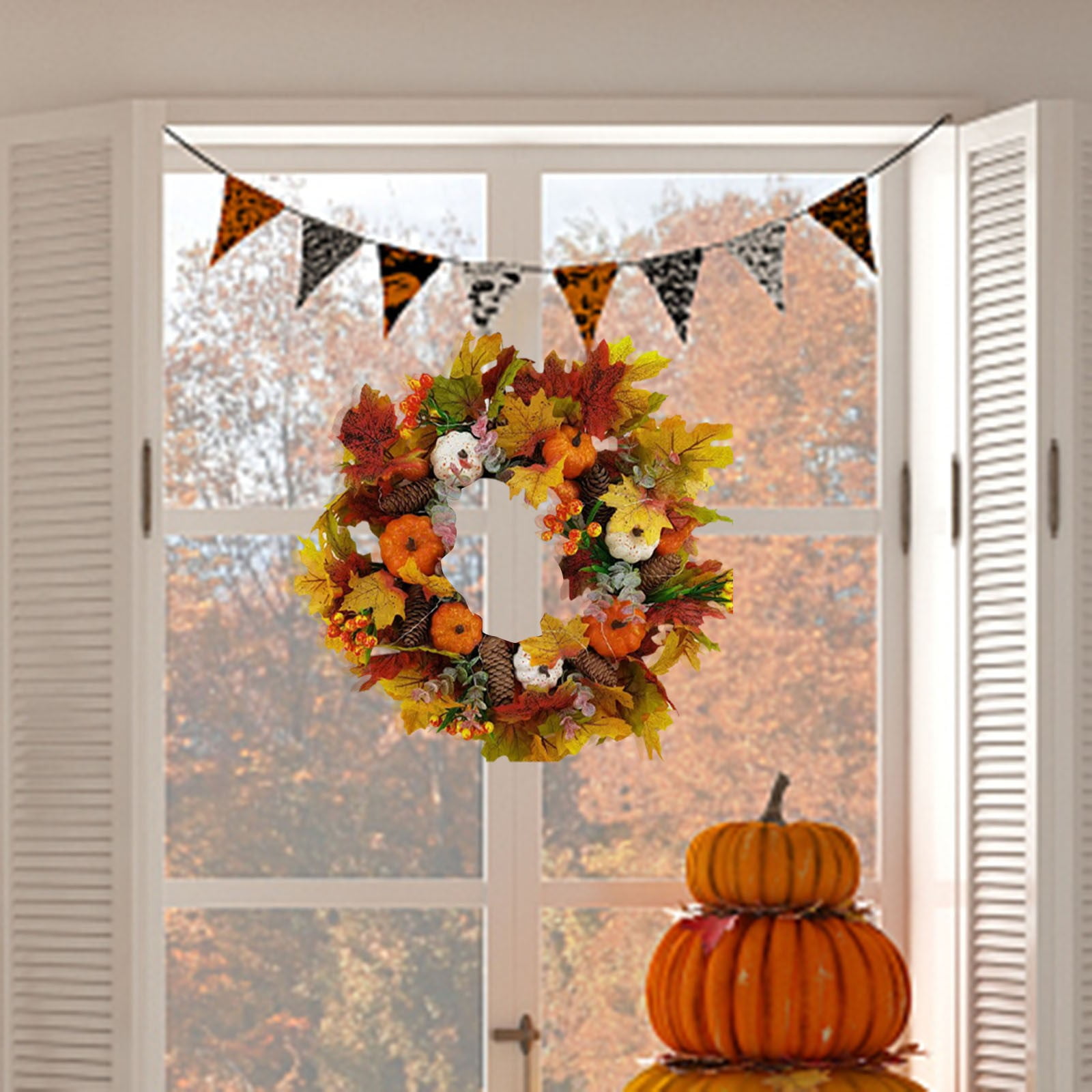 matoen 22 inch Autumn Door Garland with 12 inch Garland Hanger ...