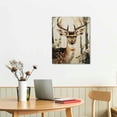 thumbnail image 3 of JEUXUS Abstract Deer Canvas Painting Wild Animal Wall Art Forest Deer Print Vintage Forest Animal Pictures Deer Posters Vintage Forest Painting Watercolor Flower Artwork Deer Canvas Decor No Frame, 3 of 5
