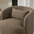 thumbnail image 4 of 34" Wide Teddy Brown Bouclé Swivel Barrel Accent Chair with Pillow, Modern Upholstered Armchair, 4 of 13