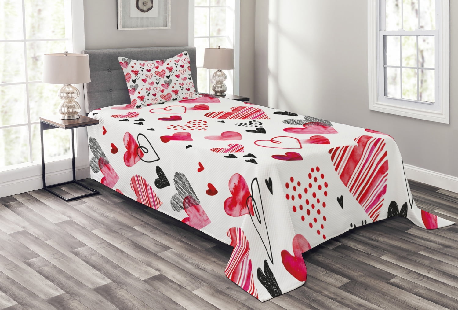 Valentine Bedspread Set Twin Size, Different Types of Heart Shapes