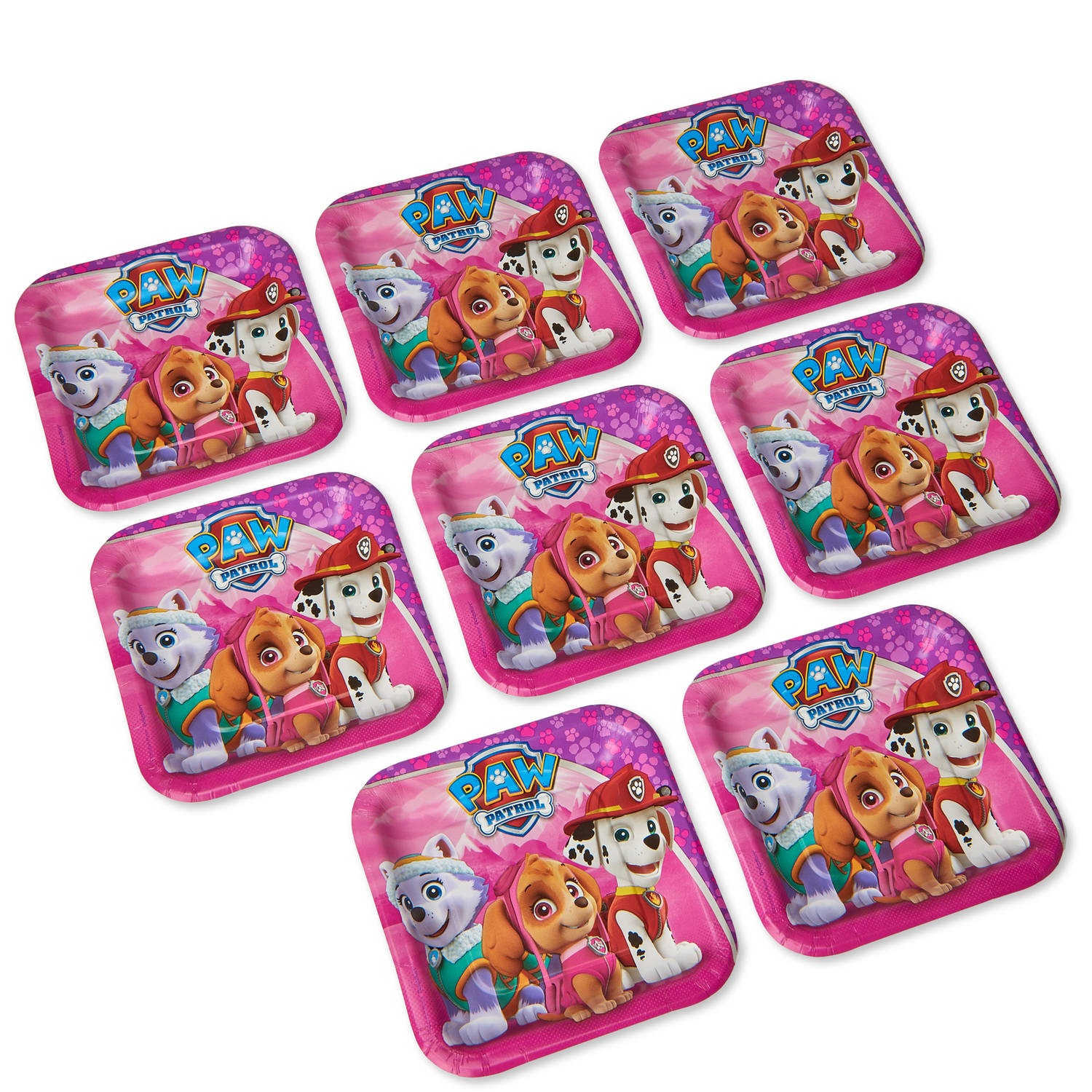 Paw Patrol Girl Square Lunch Plates (Pack of 8) - KF Party Couture