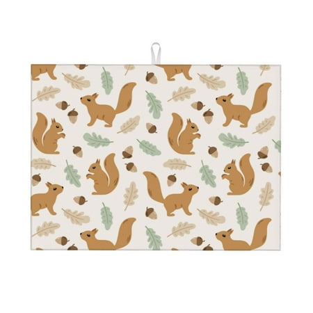 

Dish Drying Mat Clean Cute Cartoon Squirrel Highly Absorbent Microfiber Drying Mat Kitchen Counter or Sink Drawer Liner 16x18 Kitchen Drying Mat Coffee Mat Kitchen Essentials