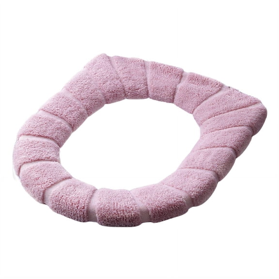 CCOCC Heated Toilet Seat,Fleece-Lined and Thickened Toilet Seat,Toilet Seat Round with Belt Handle,Solid Pink