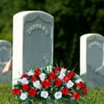 thumbnail image 5 of Headstone Flower Saddle,Large Artificial Cemetery Flowers for Grave,Cemetery Memorial Flowers for Outdoor Tombstone Decorations (Red White), 5 of 5