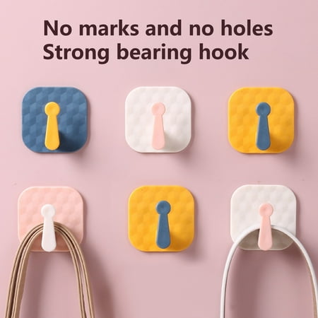

Yesbay Hanger Hook Strong Load-bearing Wall Mounted No Punching Traceless Moisture-proof Seamless Sticky Hooks for Home