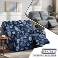 thumbnail image 3 of TSOVTHRID Leaf Navy Blue Print Recliner Loveseat Cover Stretch Reclining Sofa Slipcover for 2 Seat Loveseat Sofa Covers Furniture Protector with Elastic Bottom, 3 of 7