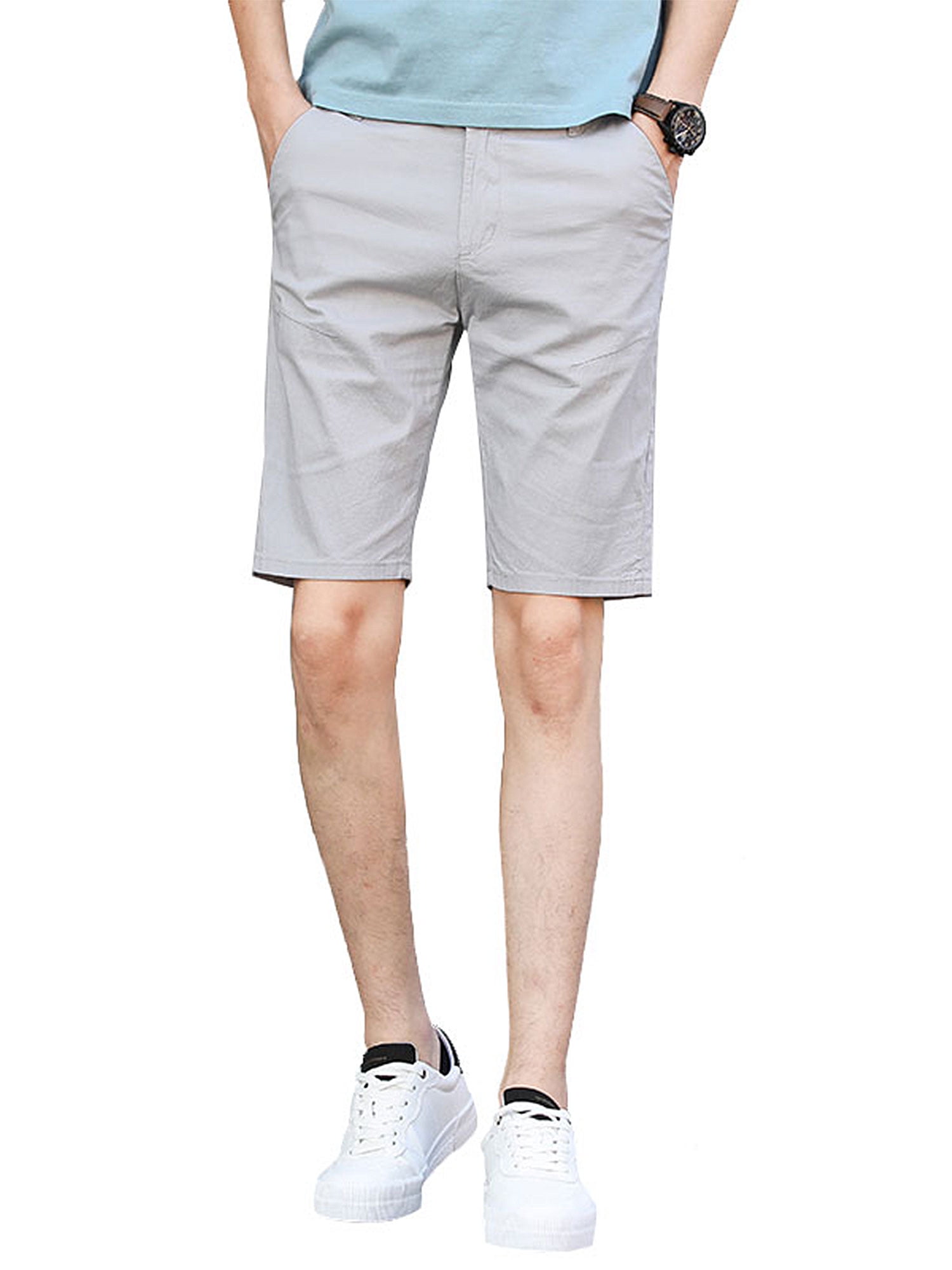Avamo Summer Casual Classic-Fit Shorts for Mens Flat Front Performance Golf Shorts Zipper Button 