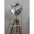 thumbnail image 3 of Thor Royal Vintage Chrome Spot Light With Teak Wood Tripod Stand, 3 of 4