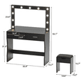 thumbnail image 2 of Lacoo Vanity Set with Mirror and Drawer Makeup Vanity Desk and Chair Set with Lights, Black, 2 of 7