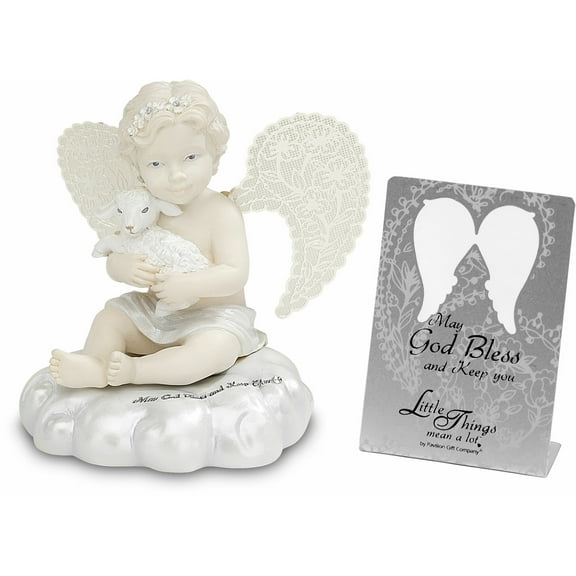 Pavilion Gift Company - May God Bless and Keep You - 3.5" Cherub Holding Lamb