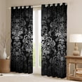 thumbnail image 2 of Adults Gray Damask Curtains & Drapes Antique Victorian Baroque Blackout Curtains,Vintage Floral Window Curtains Exotic Sugar Skull Gothic Bone Skeleton Bohemian Decor,Black, 2 of 6