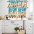 thumbnail image 3 of Teal Beach Kitchen Curtains Valances and Tiers Set of 3 Water Ripped Starfish Shell Shore Coastal Tier Curtains and Valance with Rod Pocket for Small Windows, 27.5"x24", 3 of 9