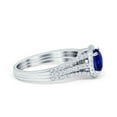 thumbnail image 3 of Halo Round Accent Dazzling Ring Blue Sapphire CZ 925 Sterling Silver Size 7, 3 of 8