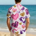 thumbnail image 5 of Stamzod Mens Vacation Shirts Summer Beach Short Sleeve Button Up Shirt Lover Heart Hawaiian Shirts for Men White B XXL, 5 of 9