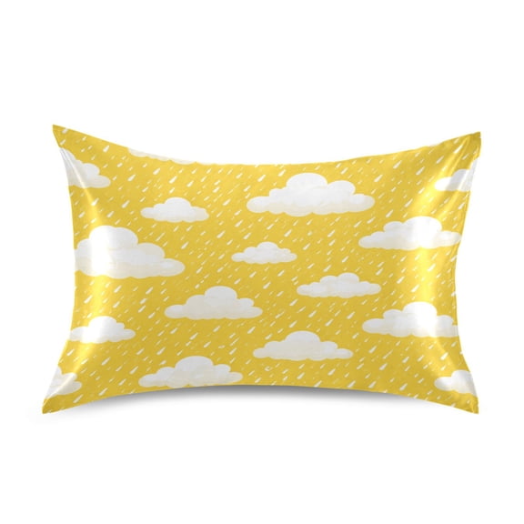 Satin Pillow Case Envelope Pillow Covers Standard Size Soft Pillow Cases for Bedroom, Yellow Rain Printed