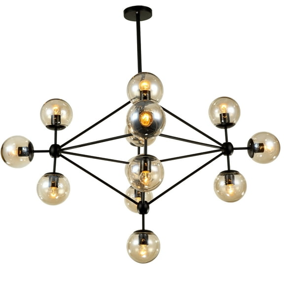 Enthen 15-Light Orb Black Chandelier Includes Edison Bulbs