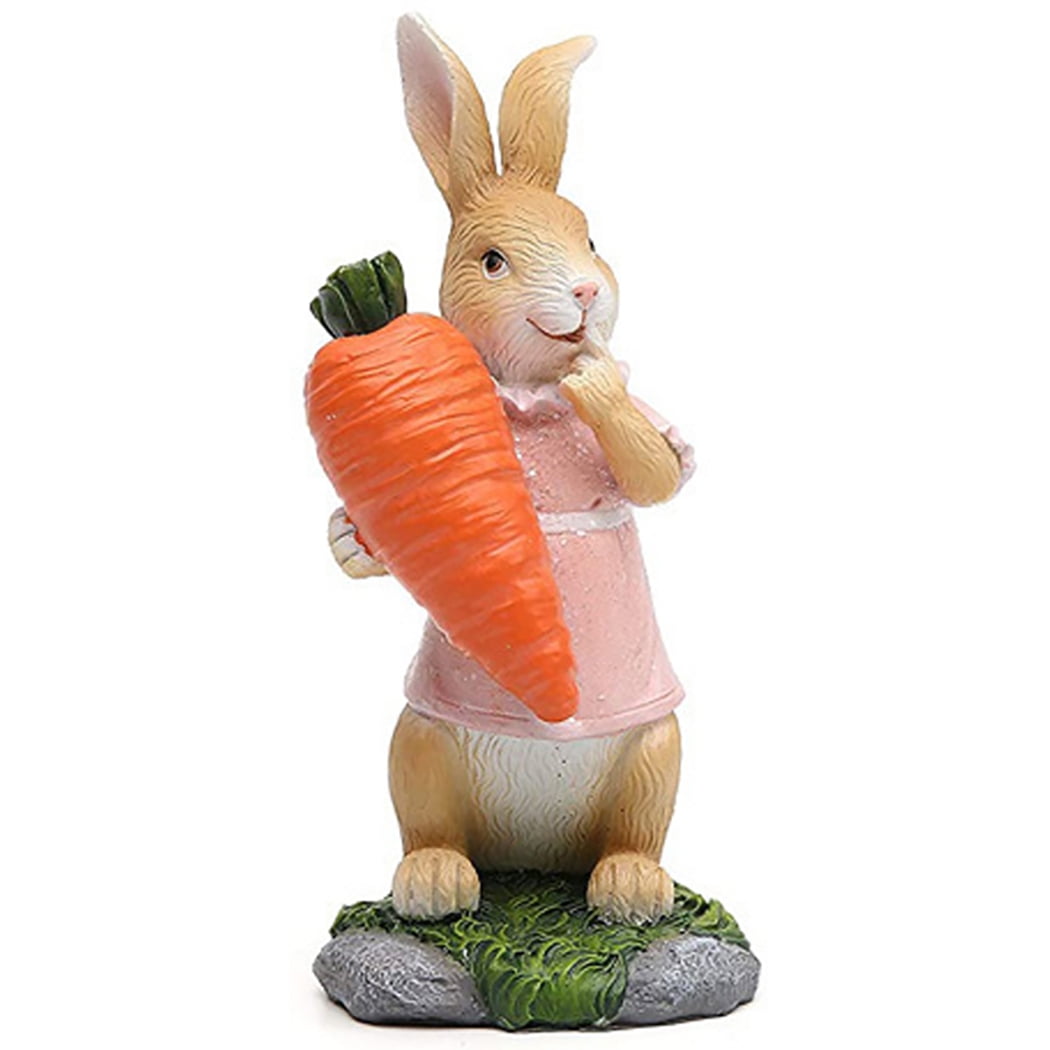 45cm STRAW RABBIT BOY CARROT HOME DECORATION EASTER BUNNY STATUE ORNAMENT 