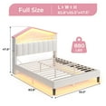 thumbnail image 2 of Full Size Bed Frame with LED Lights and Charging Station for Girls, Princess Bed Velvet Platform Bed with LED Lights,House-Shaped Storage Headboard,Solid Wooden Slats,Beige, 2 of 8