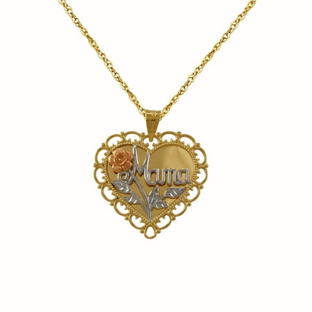 Simply Gold Mama Heart 14kt Gold Pendant, 18